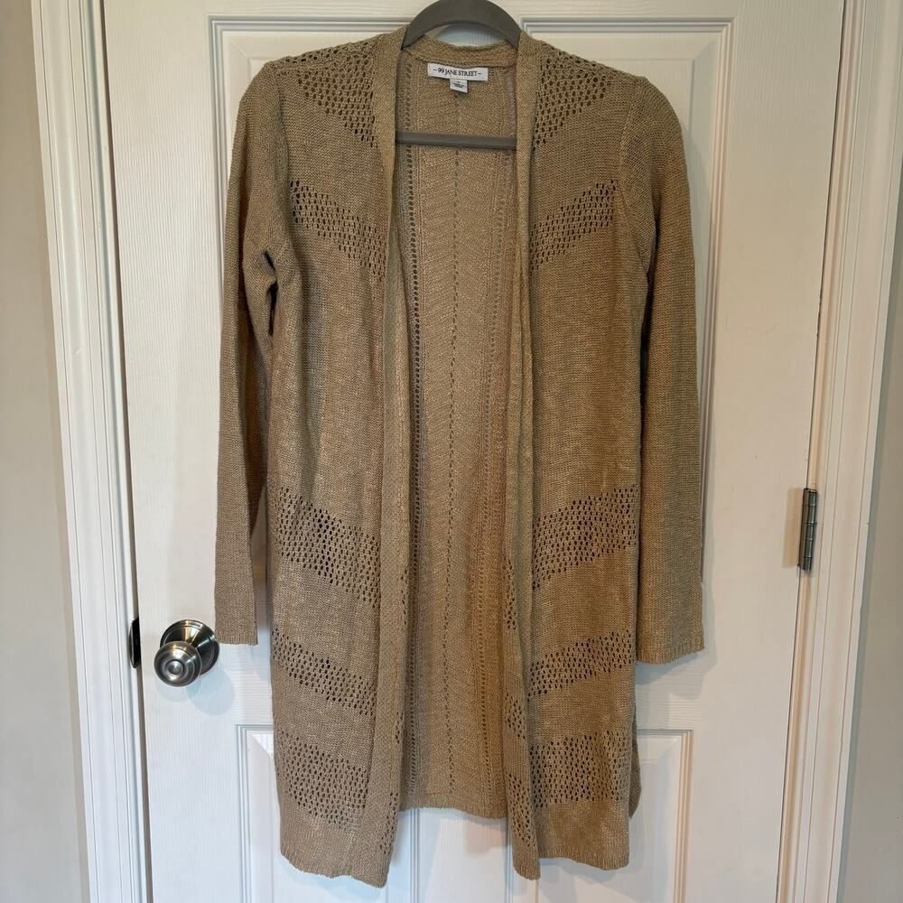 99 Jane Street Open Front Cardigan Tan Small